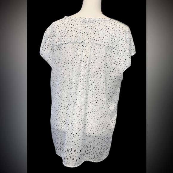 41 HAWTHORN black dot cutout edge blouse women’s size XL - Picture 5 of 10